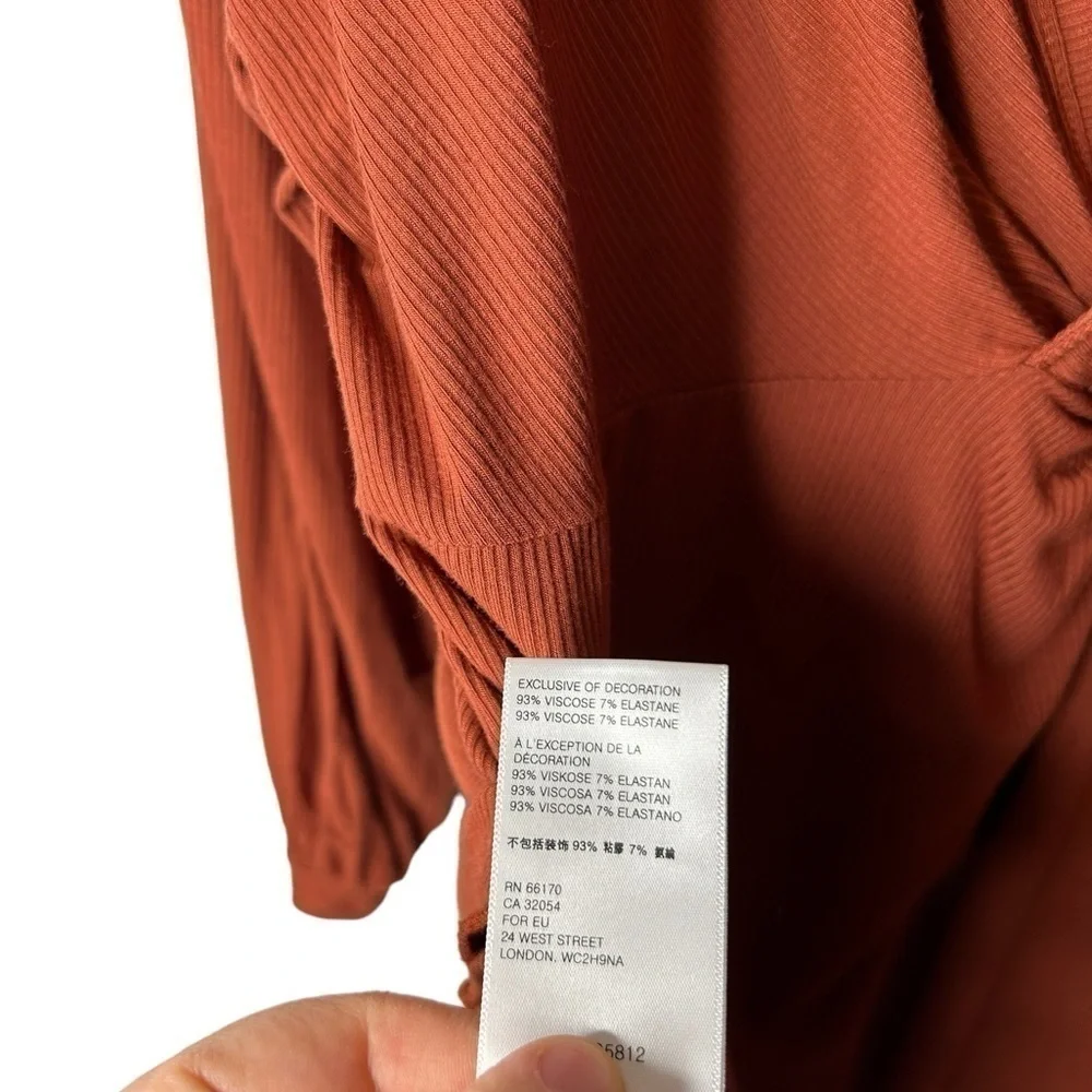 Free People Shimmy Shake Rust Orange Long Dolman Sleeve Open Back Top Medium